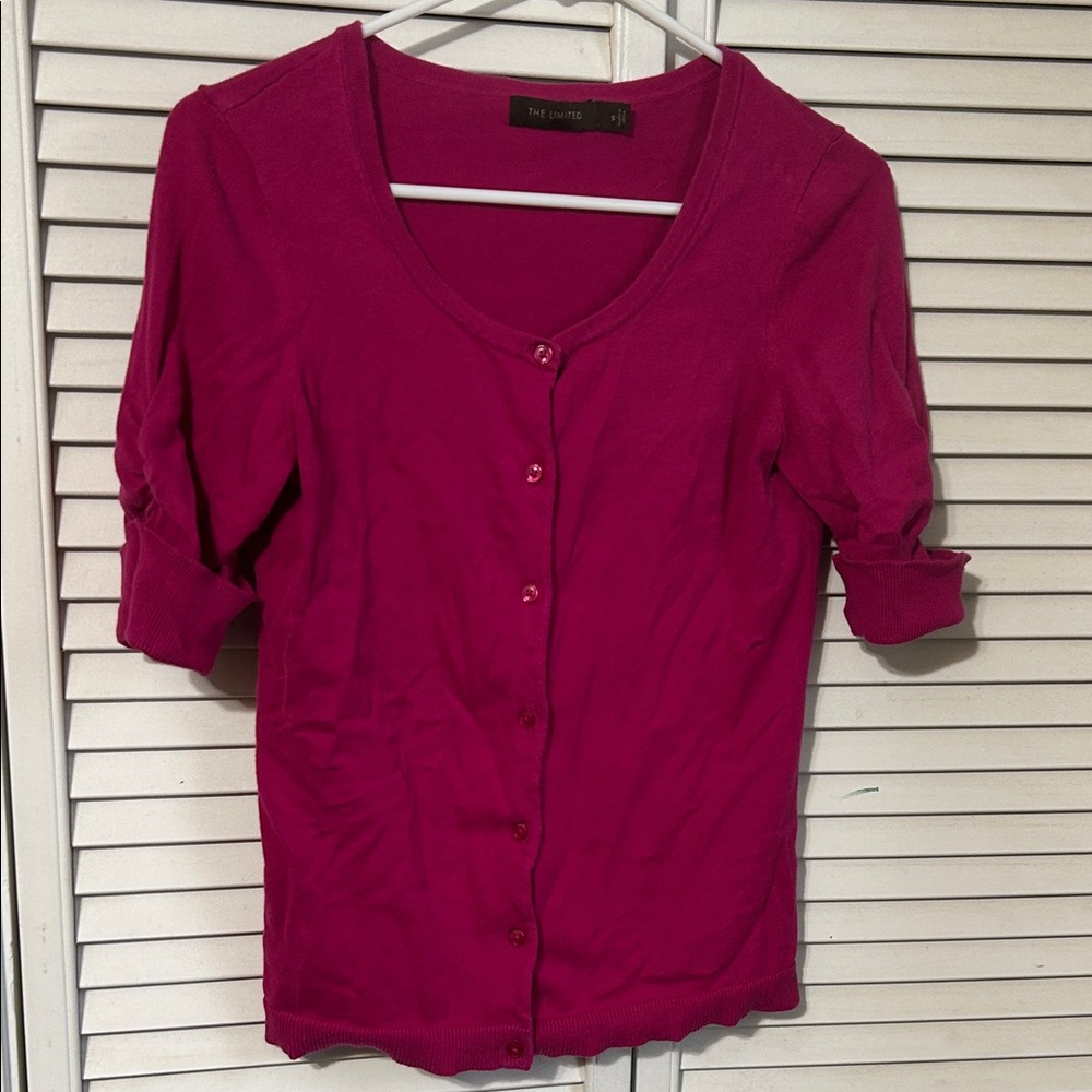 The Limited Fuchsia Button Down Sweater